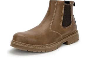 ZBVB Steel Toe Work Boots for Men Women Slip-on Chelsea Boots, Men's Industrial Construction Shoes, Waterproof, Lightweight, Comfortable, Non-slip Safety Boots…