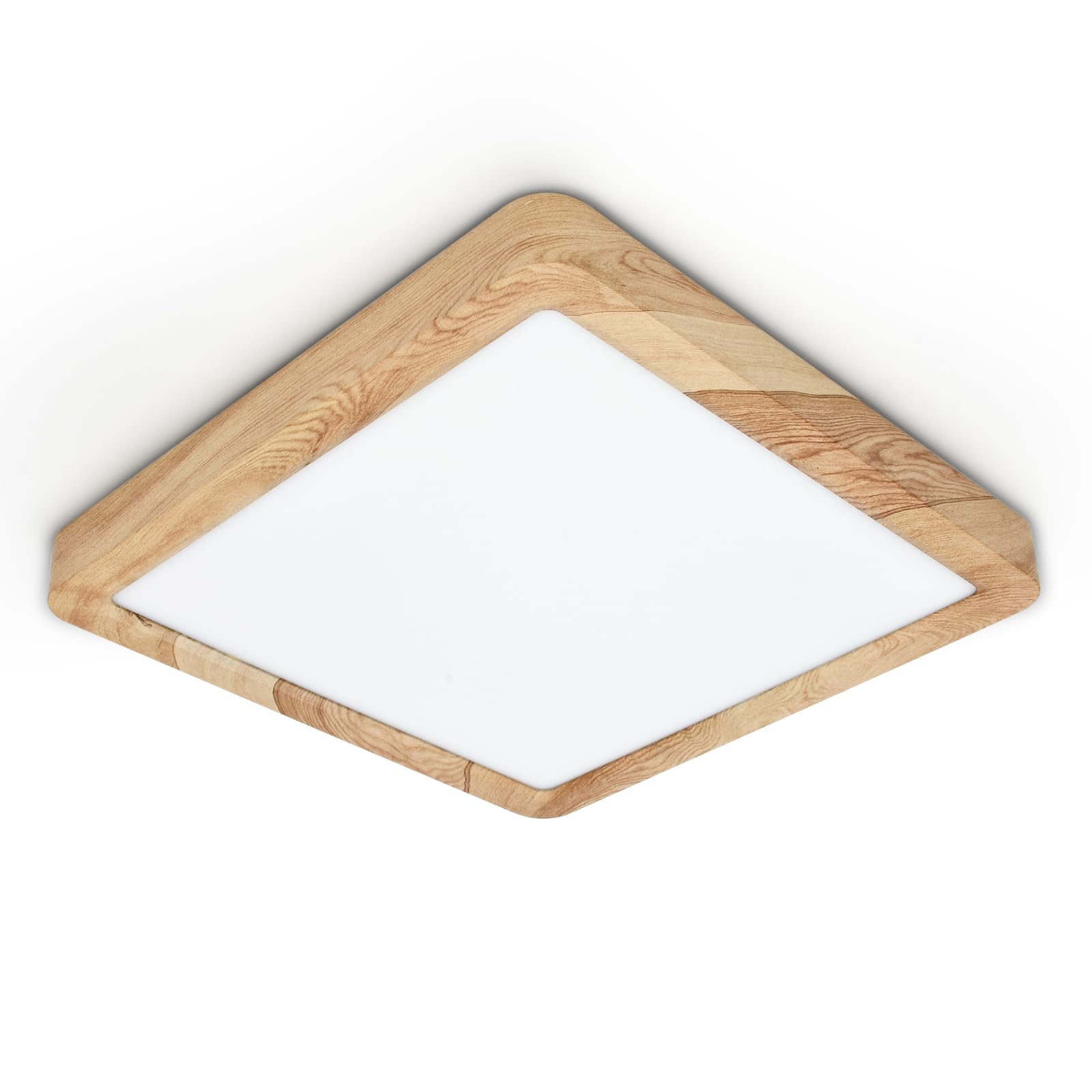 LVL LED Panel Light, 18W Wood Grain Flat Small Square Nordic Flush Led Ceiling Light for Kitchen Bedroom Living Room Bathroom Lights (18W)