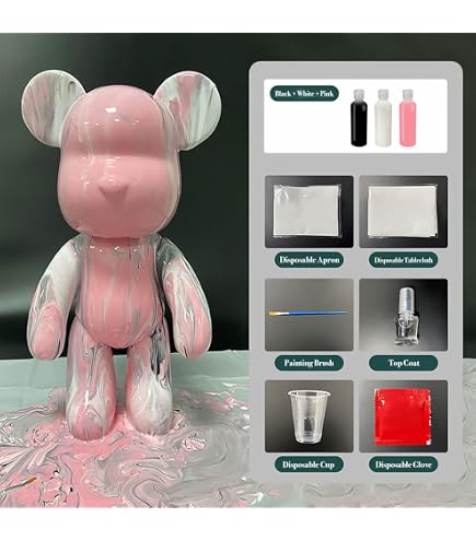 DIY Fluid Painting Violent Bear Kit - Handmade Graffiti Vinyl Bear Craft With Paint & Tools (Small Size)