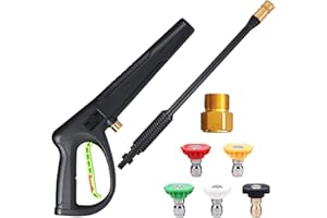 Coyardor Pressure Washer Gun Replacement for Ryobi, Karcher, Powerstroke, Greenworks Electric Power Washers with Extension Wand & 5 Spray Nozzle Tips, M22 Fitting