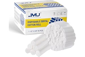 JMU 50 Pcs Dental Cotton Rolls 1.5" for Mouth Non Sterile, #2 Nosebleed Stopper Plugs