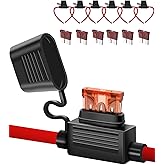 6 Pack 10 Gauge Inline Fuse Holder 12V - 10AWG Automotive Blade Fuse Holder with 6pcs 40 AMP ATC/ATO Standard Fuses