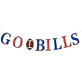 Pre-Strung Go Bills Banner Glitter Bills Football Party Decor Banner for Football Game Day Party Decorations