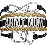 Proud Army Mom Bracelet – Black and Gold Infinity Love Charm Jewelry for Women – Military Mom Gift for Deployment, Graduation, or Basic Training Support