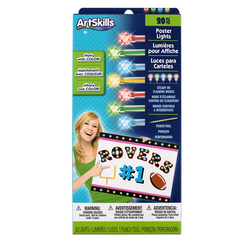 Photo 1 of ArtSkills Rainbow Poster Lights, Poster Board Decorations, Sign Making & Science Fair Board Supplies, Battery-Operated String Light Kit, 20 Lights