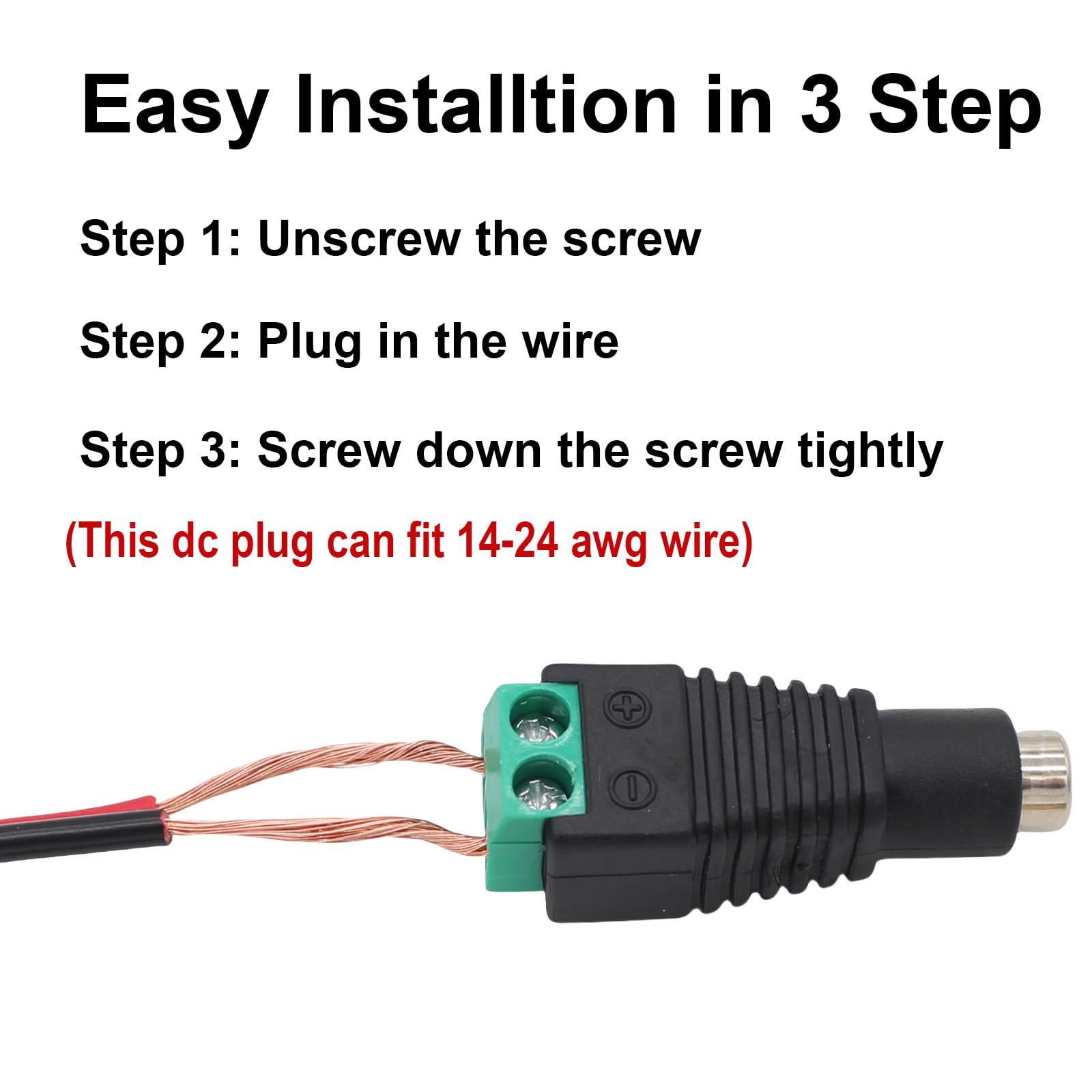 AIMHDUTY DC Power Jack Plug Adapter Barrel Connector 20 Pairs 12V Male and Female 2.1 x 5.5mm for CCTV Security Camera System, LED Strip