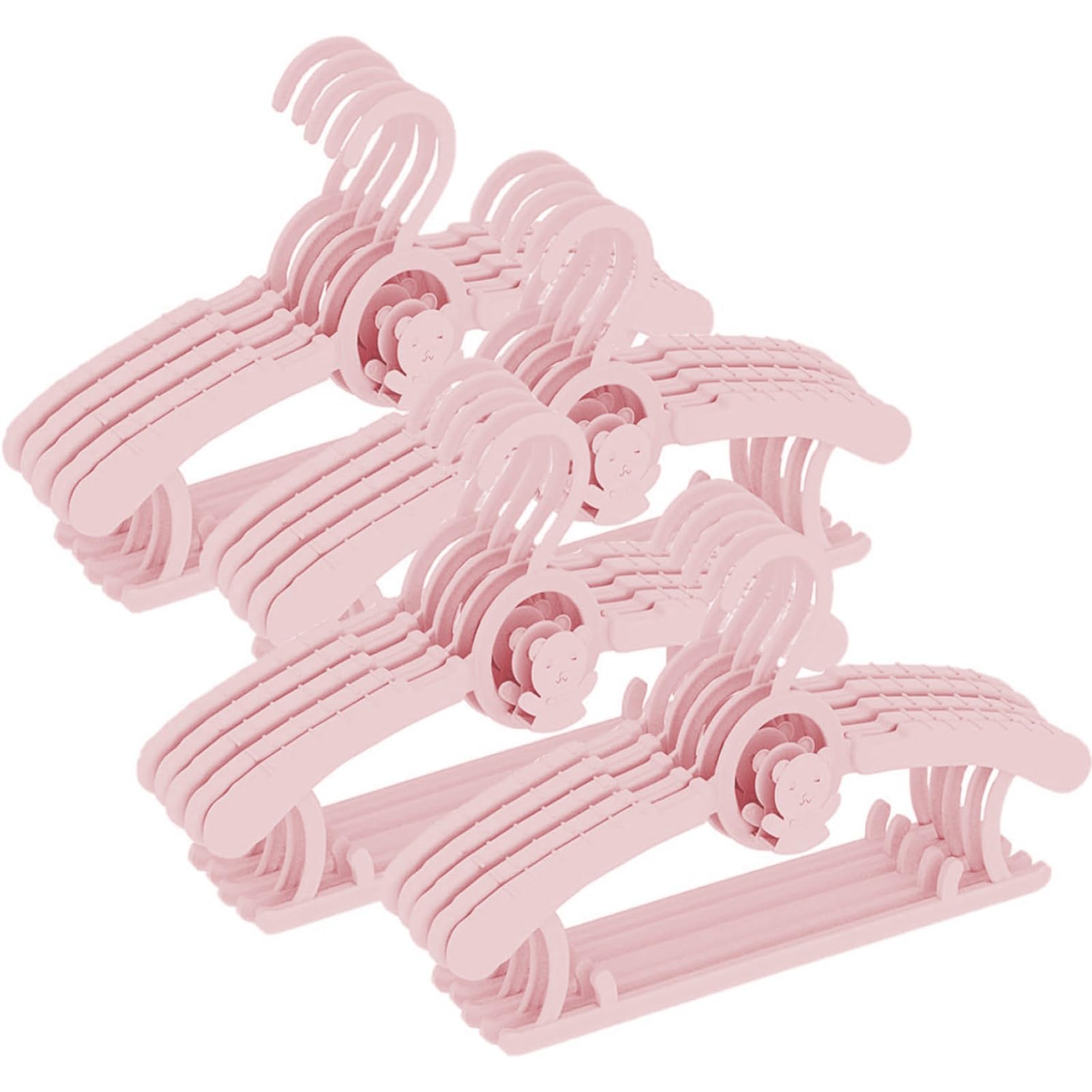 Baby Hangers for Closet 20pcs, HGYZE Pink Kids Clothes Hanger Plastic, 11-14" Adjustable Bulk Perchas for Newborn, Non-Slip Children Outfit Bear Hanger for Girl Boy Toddler Infant Nursery Clothing