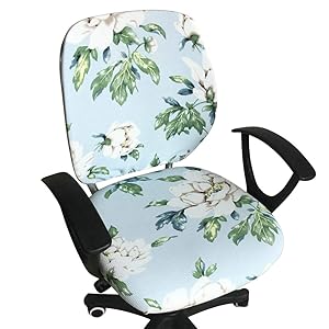 Echaprey Two-Piece Stretchy Washable Rotating Swivel Computer Office Chair Covers Anti-Dust Removable Armchair Cover (Style 3)
