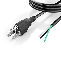 6 FT 14 AWG 3 Prong Replacement Power Cord, 15 Amp