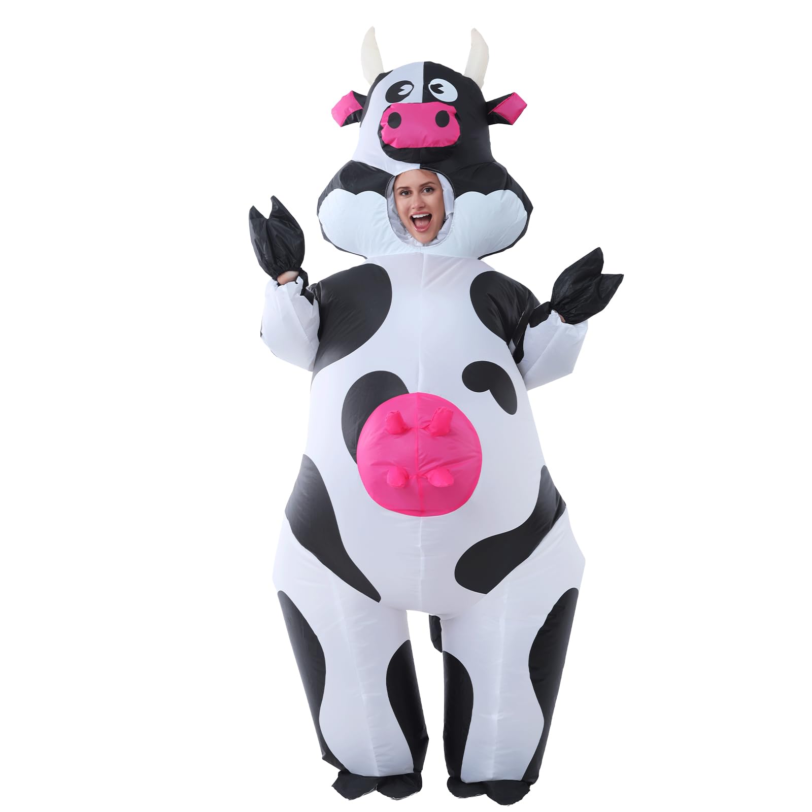 Photo 1 of Inflatable Cow Costume for Adult, Inflatable Costume Adult, Funny Cow Adults Costumes, Blow up Cow Costume for Halloween Costumes Cosplay Party, Adult Size