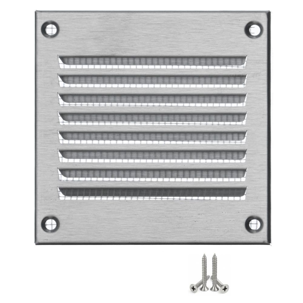 LIRAST 100x100mm Vent Cover Stainless Steel - 4x4 inch Wall Vent Cover with Insect Mesh - Round Ceiling Soffit Vents - External Vent Cover - Metal Ventilation Grilles - Air Vent Covers for Walls