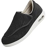 penicfine Men's Wide Diabetes Shoes, Adjustable Walking Orthopedic Shoes, Relieve Foot Neuropathy, Pain and Swelling Black 40