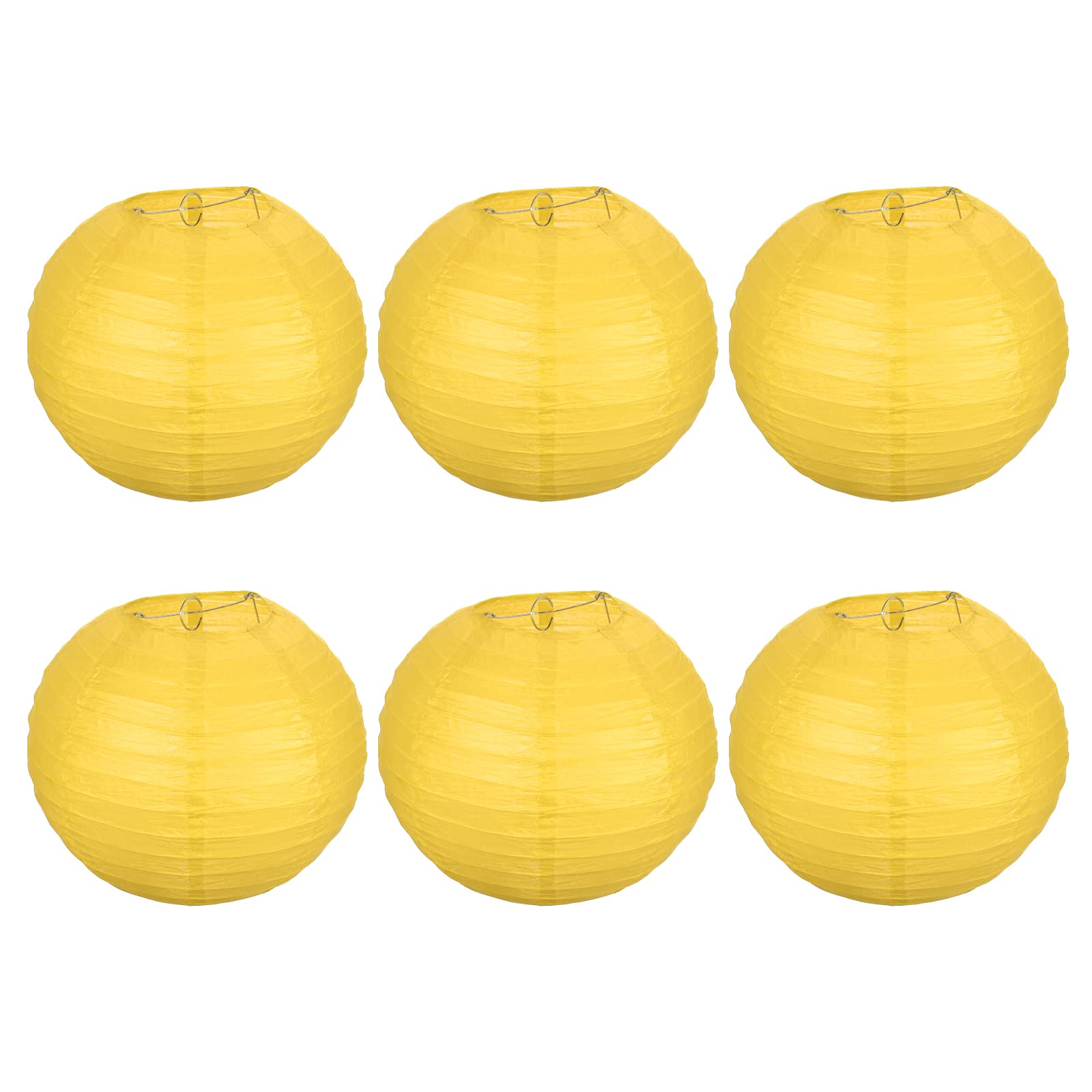 PATIKIL 10 Inch Paper Lanterns, 6 Pack Round Folding Hanging Lamp Shade for Wedding Home Party Festival Celebration, Yellow