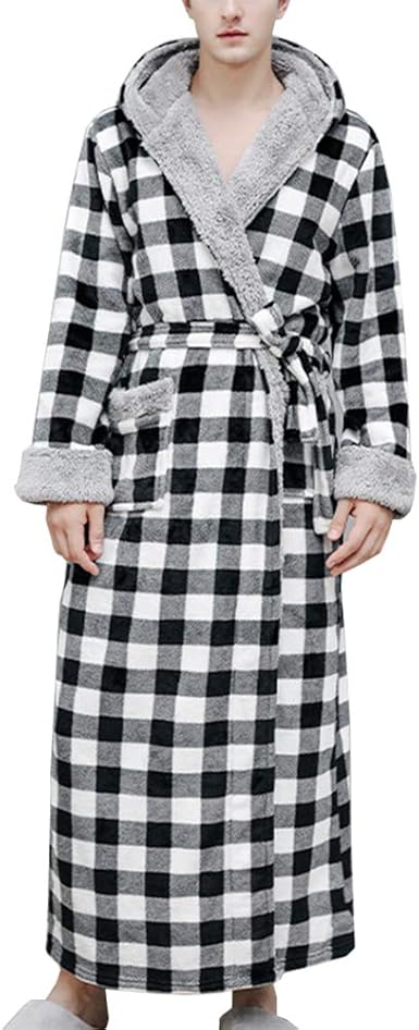 mens sherpa lined flannel robe