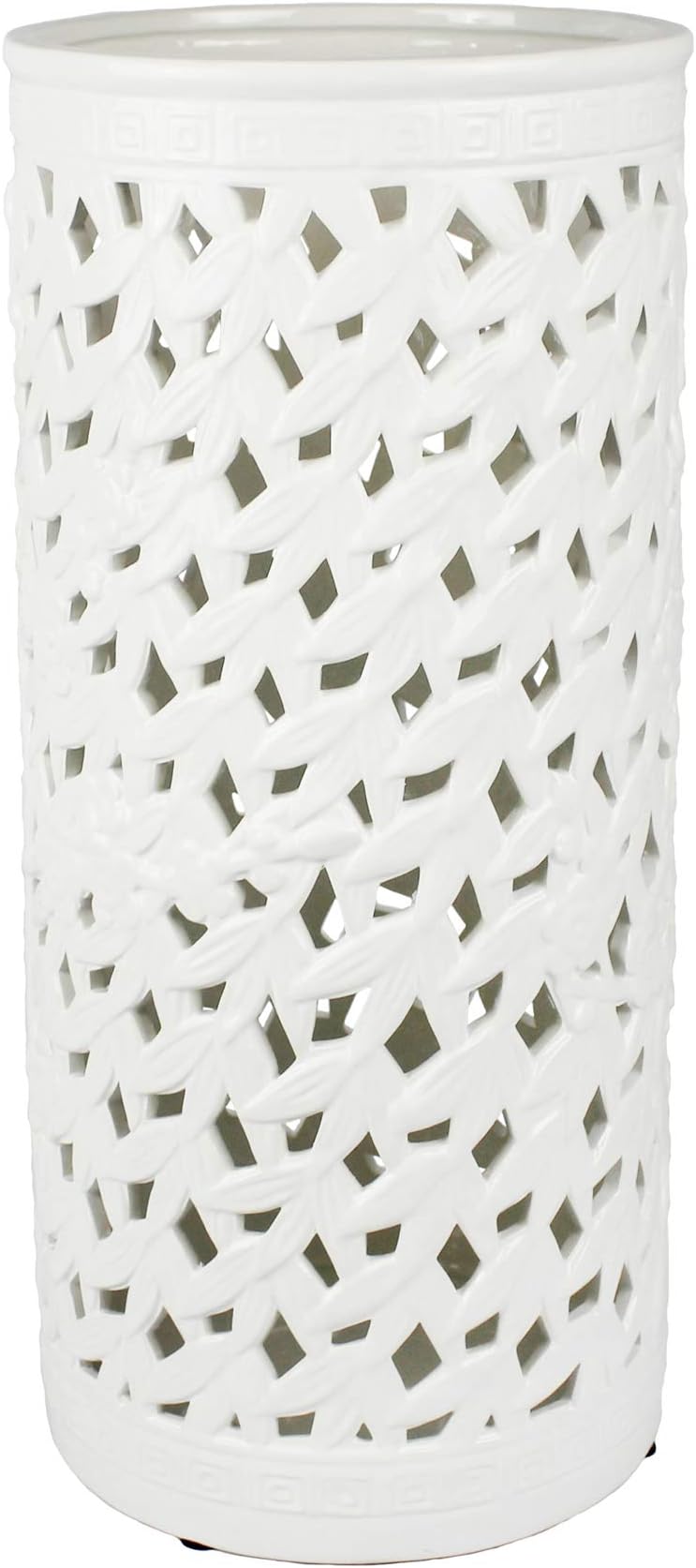 Sagebrook Home Pierced Ceramic Umbrella Stand, White, 9x9x20