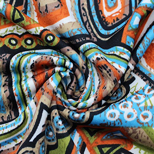 Women Glamorous High Waist Summer Beach Flower Skirt Maxi Skirt Long Skirt(Retro Print), M - Thumbnail 3