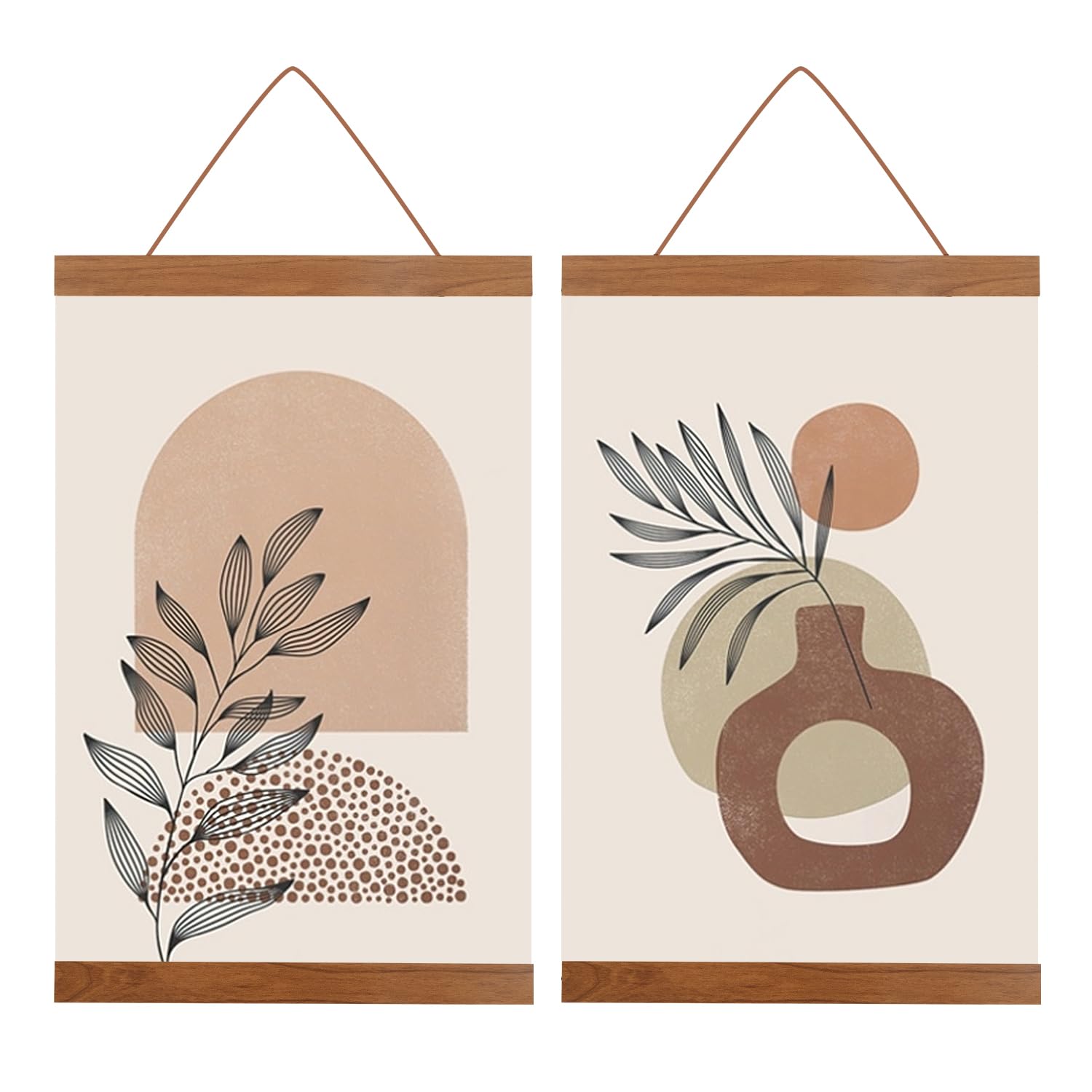 Roosea 2Pcs Magnetic Poster Hanger Frame, A4 Poster Hanger, Light Wood Frame Hanger for Canvas Art, Photos and Prints, 21cm