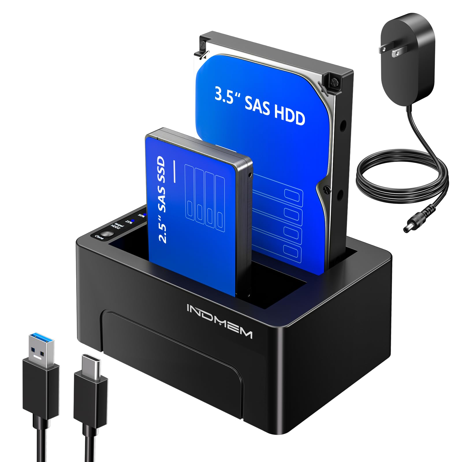 Photo 1 of SAS to USB 3.0 Hard Drive Docking Station, SAS Dual Bay Hard Drive Duplicator for 2.5/3.5 SSD HDD with Offline Cloner Function,Plug and Play,Support up to 36TB