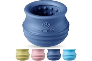 Animire Treat Dispensing Dog Toy, Long-Lasting Interactive Puzzle Toys for Dogs, Stuffable Dog Enrichment Frozen Lick Treat Toy for Boredom, BPA Free Silicone Fetch Catch Chew Toy (Dark Blue,M)