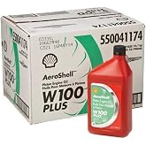 AeroShell Oil W100 Plus SAE Grade 50 Ashless Dispersant Aircraft Oil - 12 Quart/Case