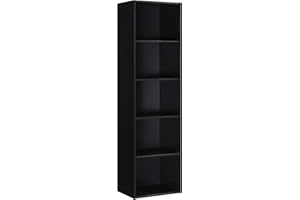 Hodedah Import 5 Shelf Bookcase, Black