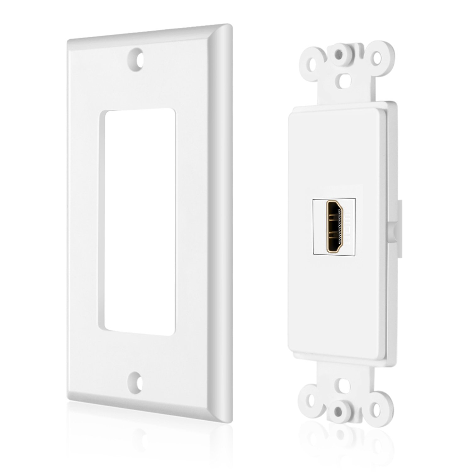 TNP HDMI Wall Plate (3 Port, White) HDMI Faceplate Socket Insert Jack Outlet Panel Mount Support