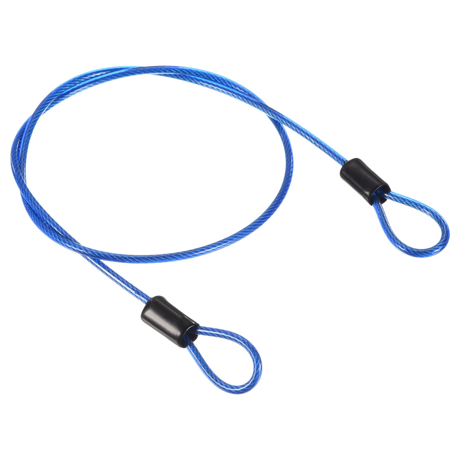 PATIKIL Security Steel Cable 2.5mm x 0.5m/1.64ft Coated Luggage Lock Wire Rope with Double Loop Blue