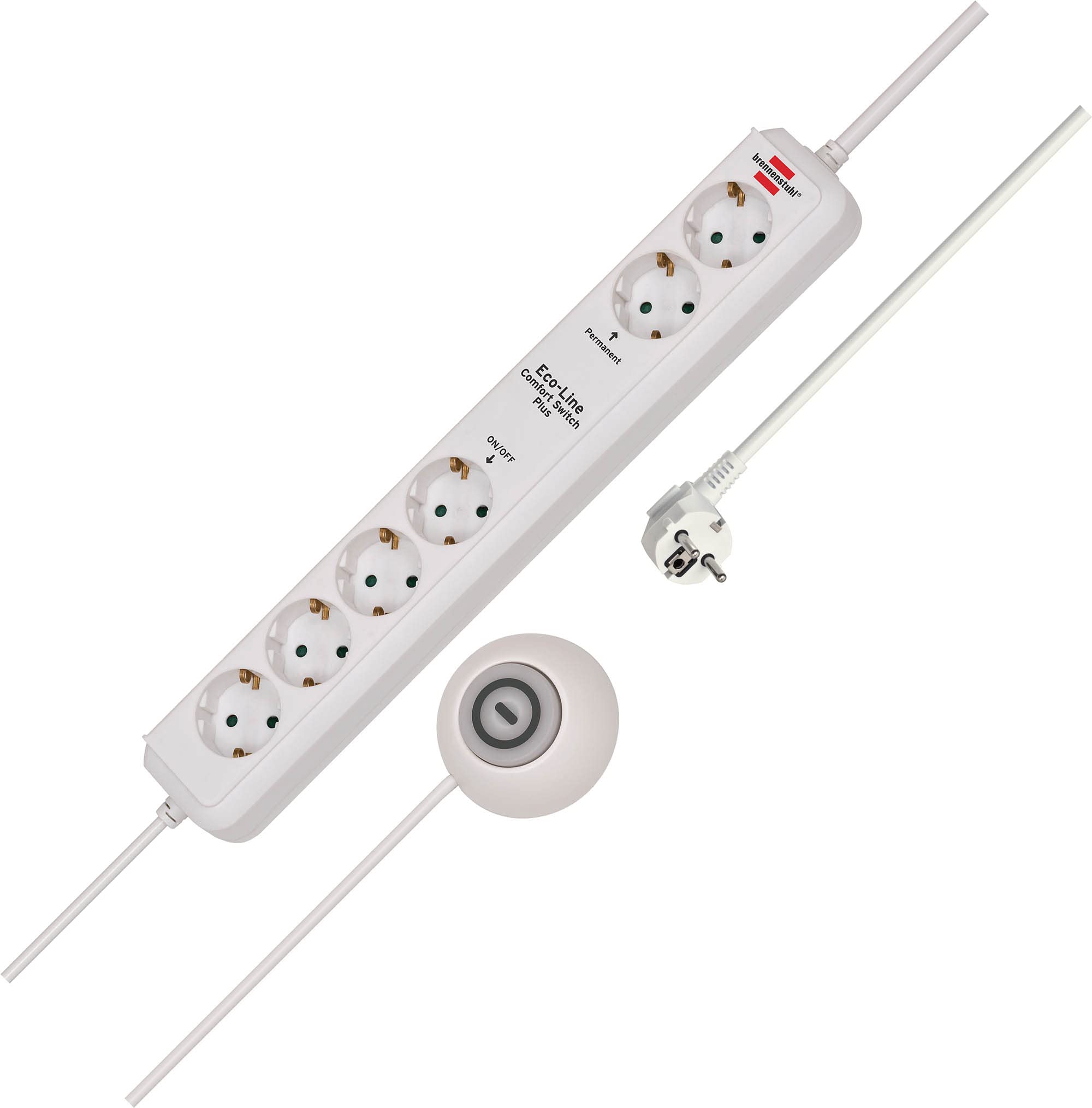 Brennenstuhl Eco-Line Comfort Switch Plus CSP 24 3676 230 V 1.2 M White – Strip (Type E (FR), White)
