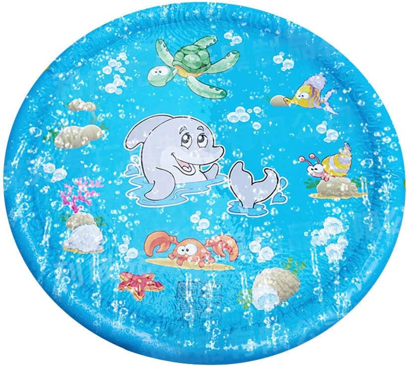 Pinleg 39.3in Inflatable Water Sprinkler Pad and Splash Mat Swimming Pool Outdoor Backyard Garden Party Summer Water Toys for Kids Toddlers Infants Babies