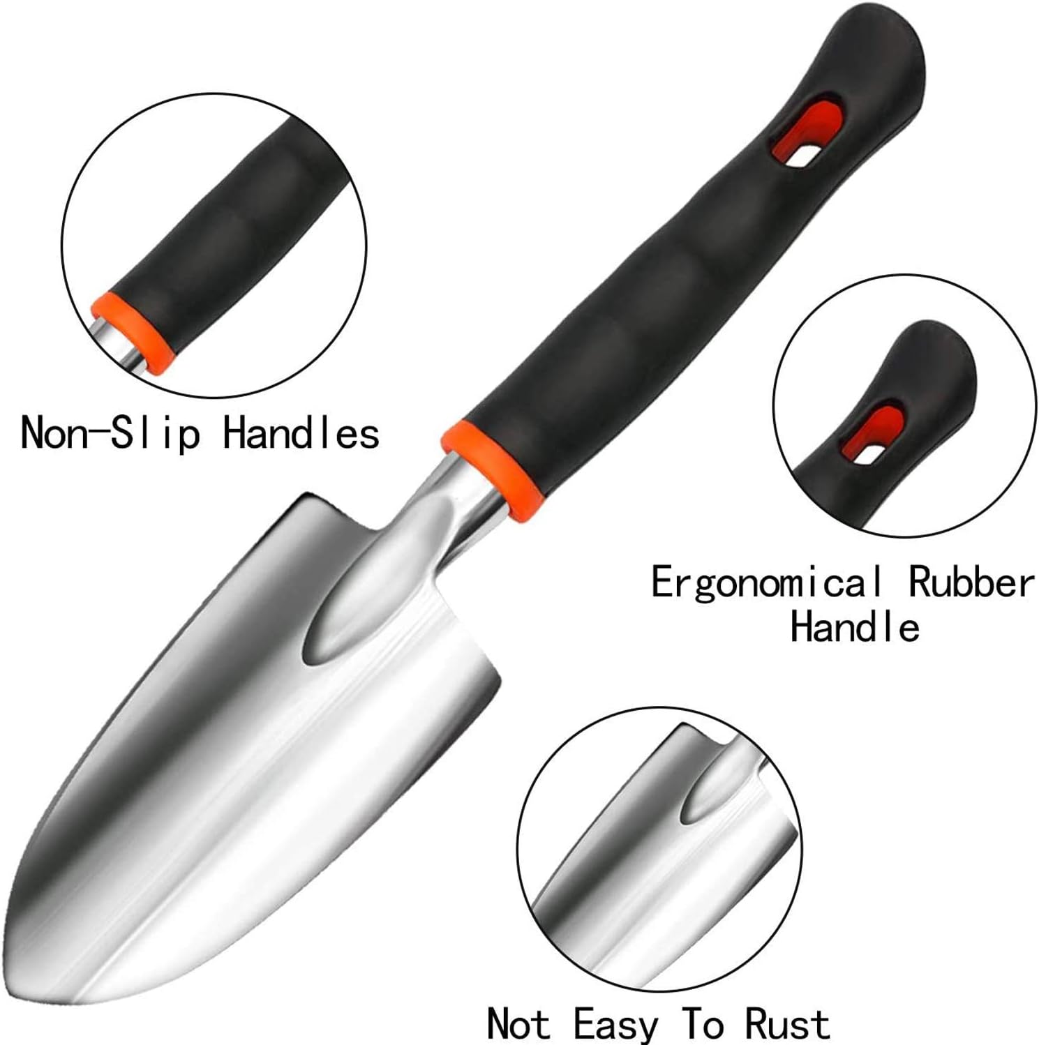 Garden Hand Trowel, Aluminum Alloy Steel Heavy Duty Polished Rust Resistant Oversized Garden Hand Shovel and Soft Rubberized Non-Slip Ergonomic Handle for Men and Women, Garden Gifts : Garden & Outdoor