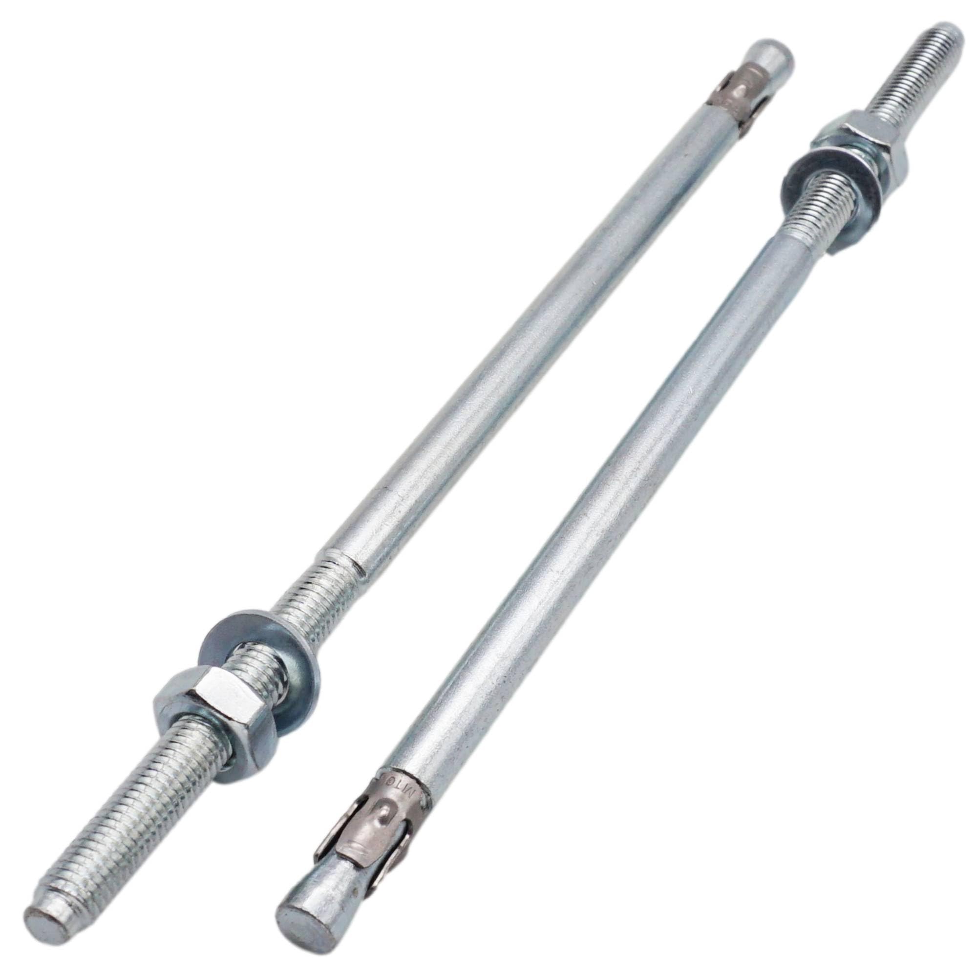 SKIR'CO (10 pcs) Zinc Plated Wedge Anchors M10 x 250 mm, Metal Dowels, Anchor Bolt, Masonry Anchors, Concrete Anchor