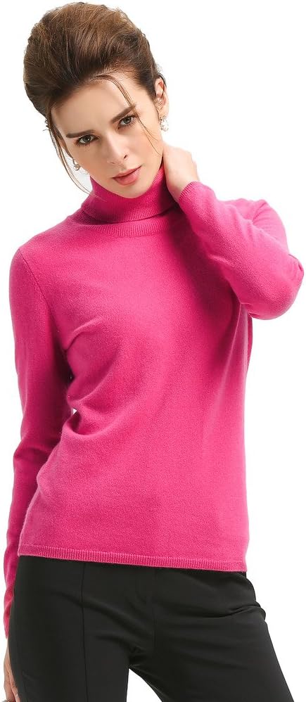 MIUK 2017 Women's 100% Cashmere Sweater Basic Turtleneck Long Sleeve Jumpers