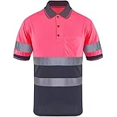 SMASYS Safety Polo Shirt- Reflective Construction Hi-viz Work Wear t Shirts with Pockets for Women and Men