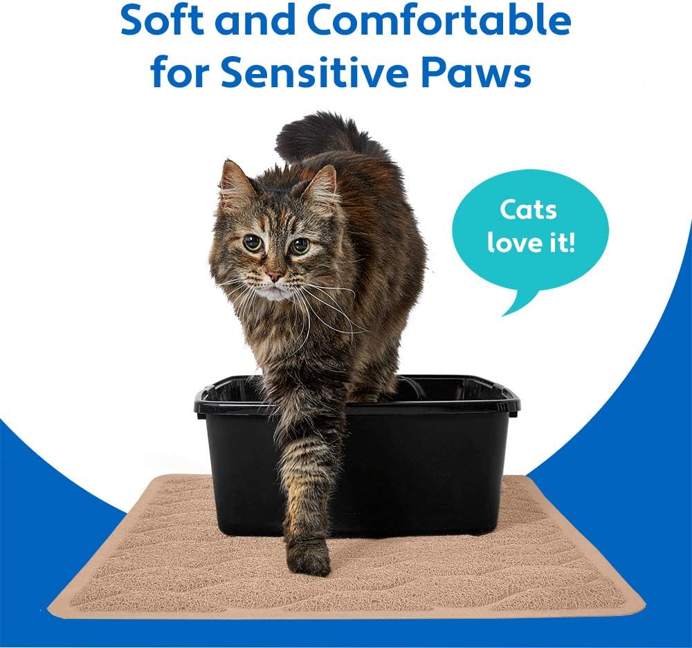 MIGHTY MONKEY Premium Cat Litter Mat, Best Scatter Control, Jumbo XL Sizes, 35x23 inches, Mat Catches Litter, Easy Clean, Soft on Kitty Paws, Taupe: Pet Supplies