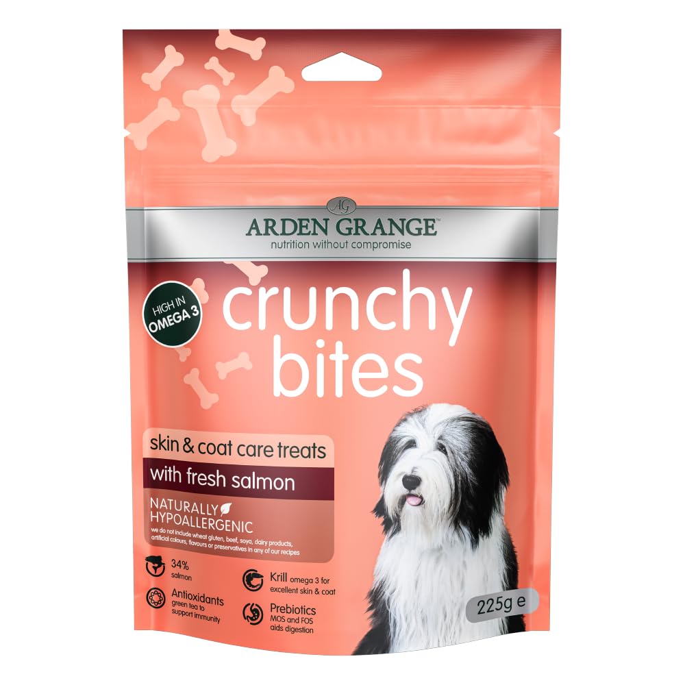 Arden Grange Crunchy Bites Dry Dog Treats Salmon, 225 g