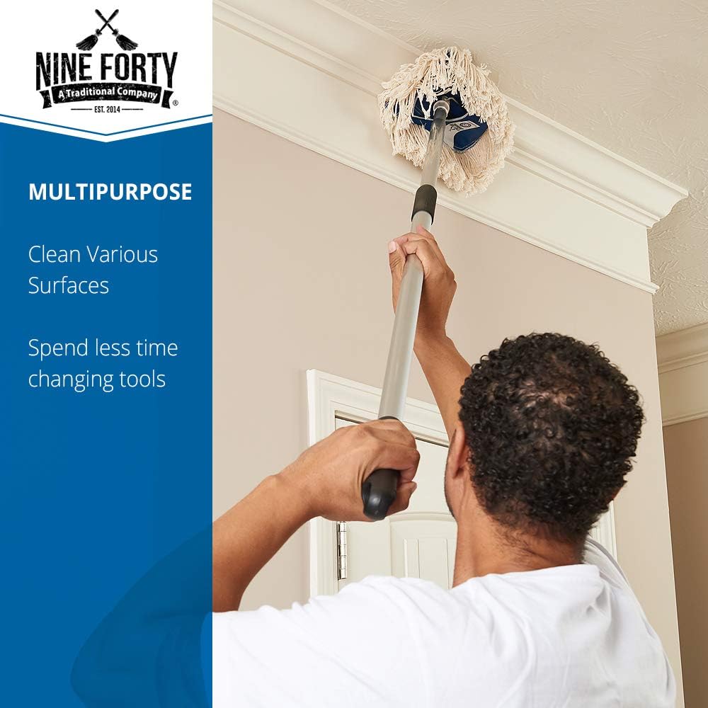 Nine Forty Residential | Commercial USA Cotton Wedge Hardwood Floor Dry Dust Mop Head | Handle: Health & Personal Care