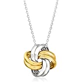 Ross-Simons Italian Sterling Silver and 18kt Gold Over Sterling Love Knot Necklace. 18 inches