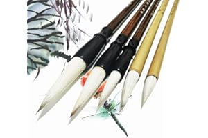 Juedi Chinese Calligraphy Brush Set for Watercolor Sumi Drawing Writing Painting - Pack of 5