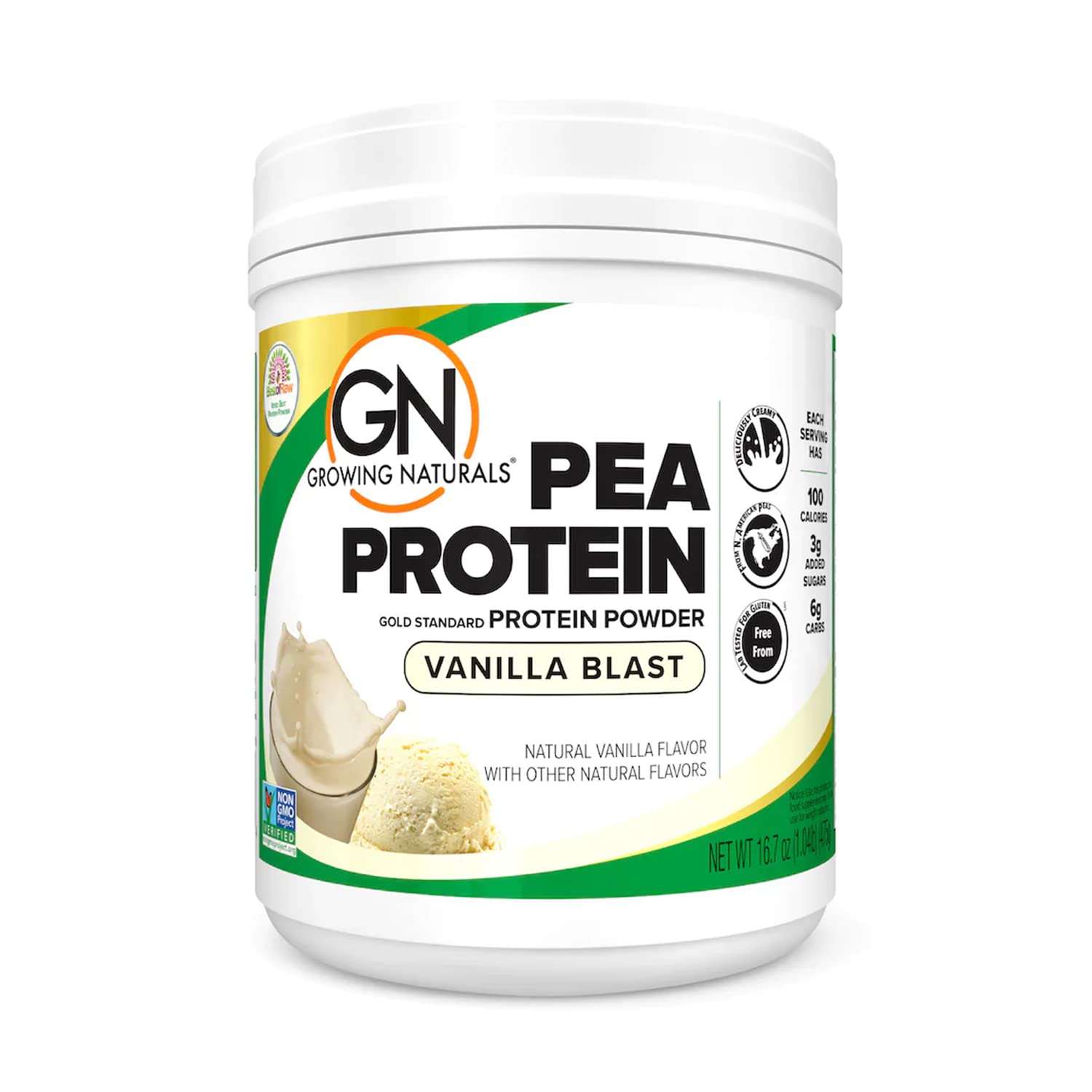 Growing Naturals, Yellow Pea Protein, Vanilla Blast, 16.7 oz (475 g)