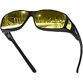 DUCO Night Driving Glasses Night Vision Glasses Fit Over Glasses for Men Women Polarized Anti-Glare Pro Yellow Lens 8953Y