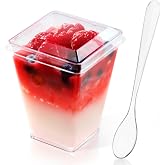 JOLLY CHEF 5 oz Plastic Dessert Cups with Lids and Spoons 50 Pack | Plastic Yogurt Parfait Appetizer Cup for Party, Clear Mini Dessert Shooter for Pudding Fruit Trifle Ice Cream