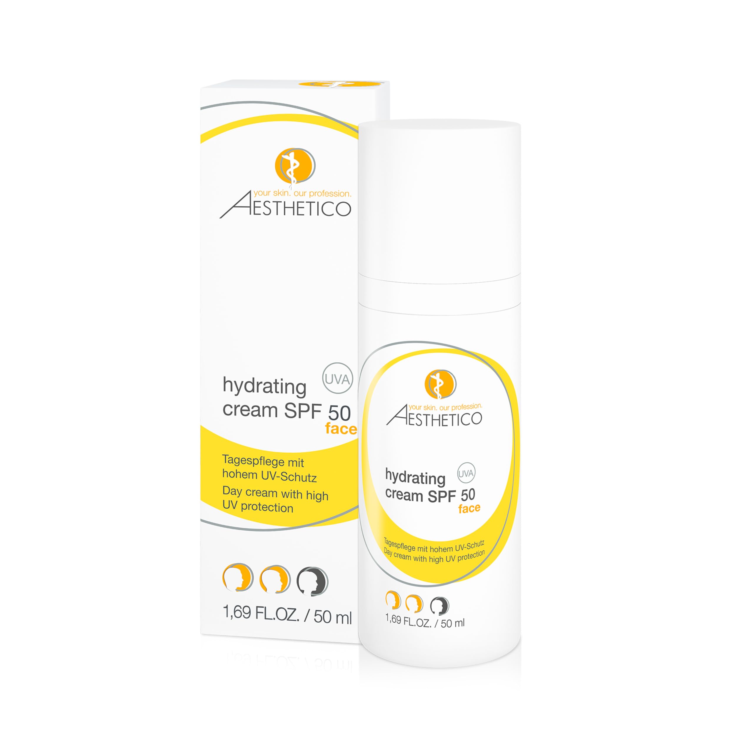 AESTHETICO Hydrating Cream SPF 50 - Intensive Moisturising Day Cream with High UV Protection for Low-Moisture, Sensitive Skin, Good Makeup Base, 50 ml