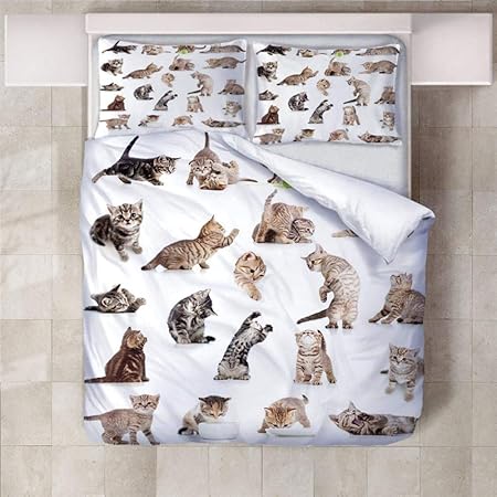 Artezxx Parure De Lit Chat Animal 3 Pieces Costume 3d Housse De Couette Avec 2 Taies D Oreillers Chambre D Enfants Adultes Facile D Entretien Le Roi Amazon Fr Cuisine Maison