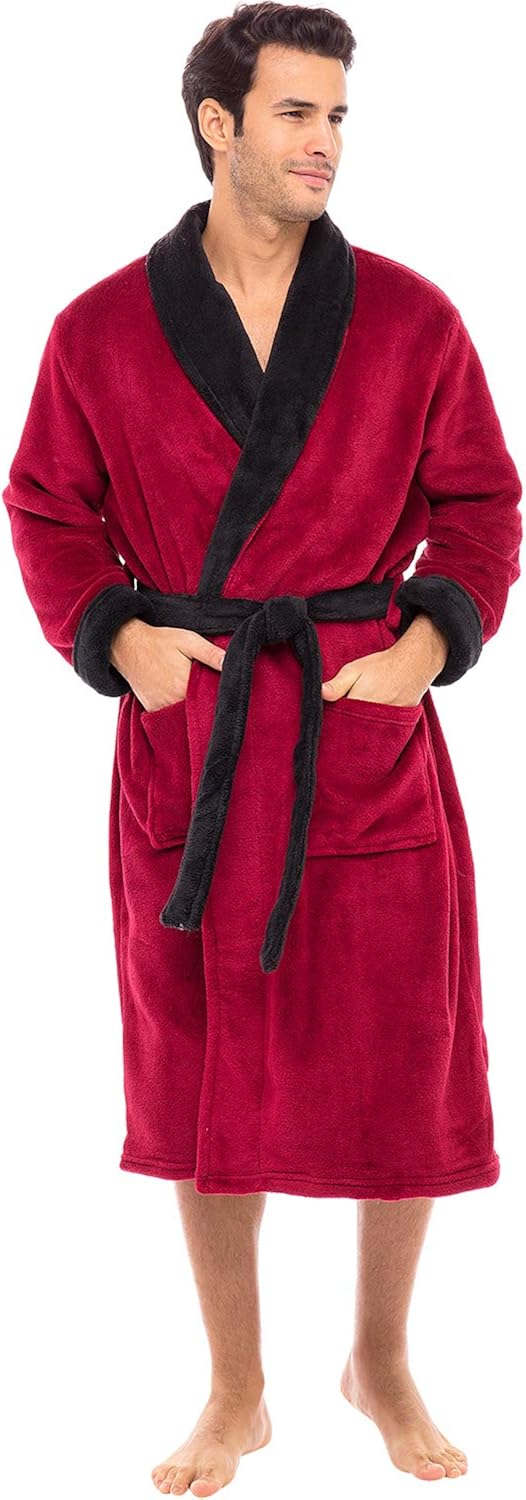 Alexander Del Rossa Men's Warm Fleece Robe, Plush Bathrobe at  Men’s Clothing store