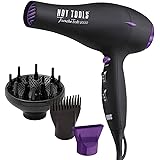 Hot Tools Professional 1875W Tourmaline + Ionic Lightweight and Quiet Turbo Hair Dryer, Black, 1043