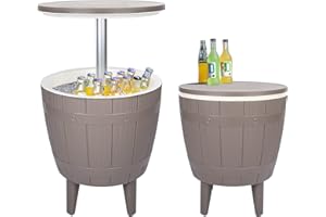 Vipush Outdoor Cooler Table - Adjustable Patio Furniture With Cool Bar for Party, Beer, Wine, Beverage - Pool Deck and Garden Decor