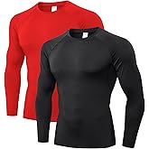 Men's Compression Shirts Long Sleeve Athletic Workout Tops Cool Dry Running T Shirt Sports Gym Undershirts Base Layer Top