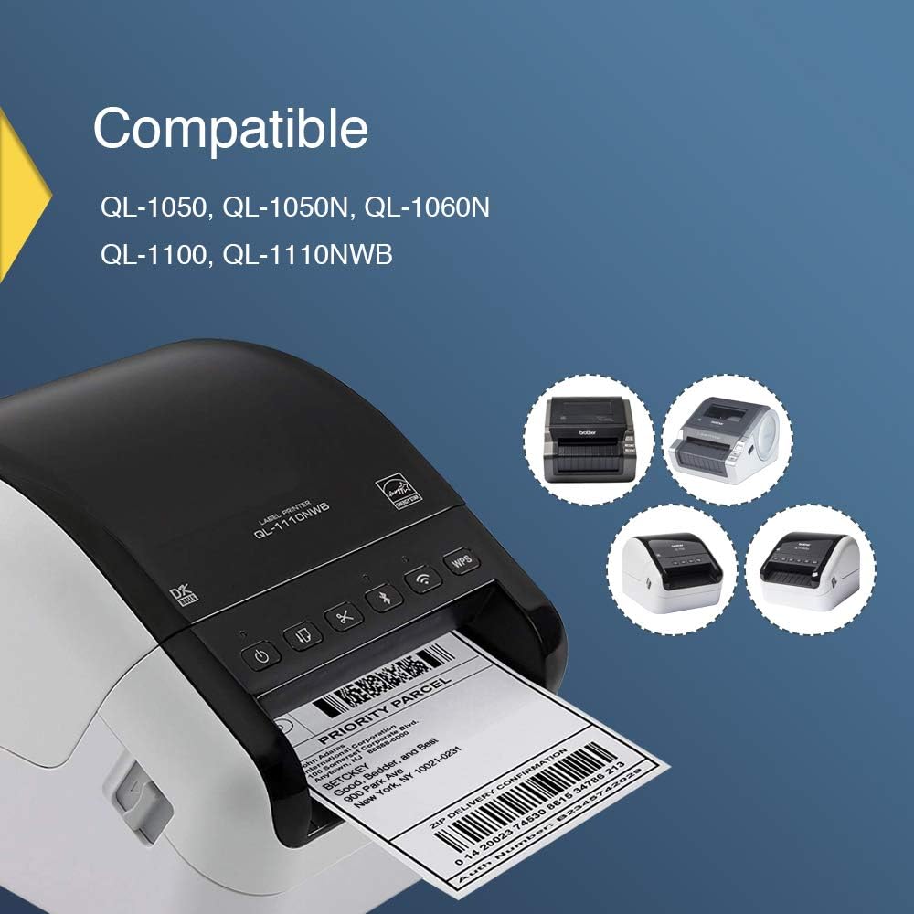 BETCKEY - Compatible DK-2243 Continuous 4" x 100' Replacement Labels, Compatible with Brother QL Label Printers [6 Rolls with Refillable Cartridge Frame] : Office Products