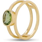 iCarats 18K Gold Plated Gemstone Stackable Ring For Women Everyday Dainty Non Tarnish Band, Iolite