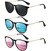 MASDUN Polarized Sunglasses for Women Round Classic Design with UV Protection Lens for Stylish Sun glasses (3 Pack)